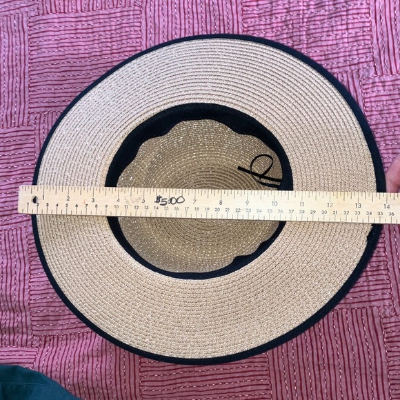 Stylish Tan Wide Brim Hat / Black Band and adjustable inside string to tighten - Picture 9 of 11